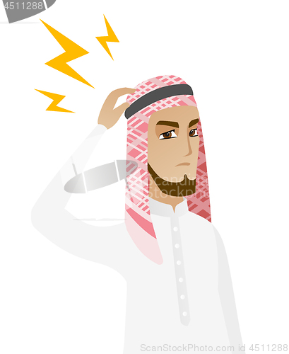 Image of Muslim businessman with lightning over head.