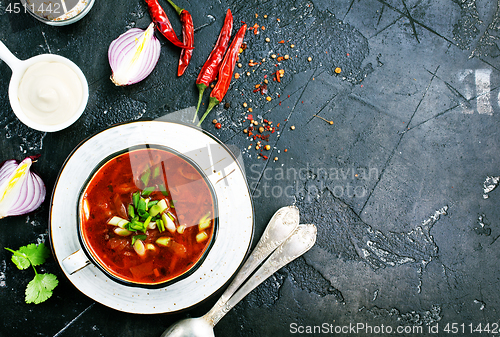 Image of Traditional Ukrainian Russian borscht 