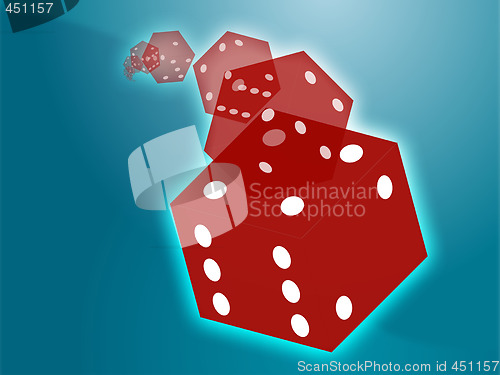 Image of Rolling red dice illustration