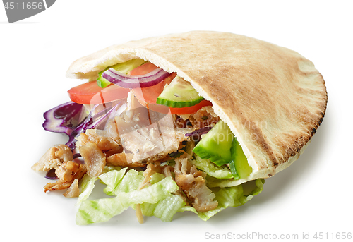 Image of doner kebab on white background