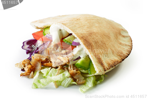 Image of doner kebab on white background