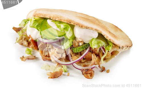 Image of doner kebab on white background