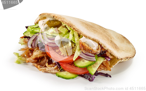 Image of doner kebab on white background