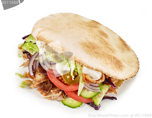 Image of doner kebab on white background