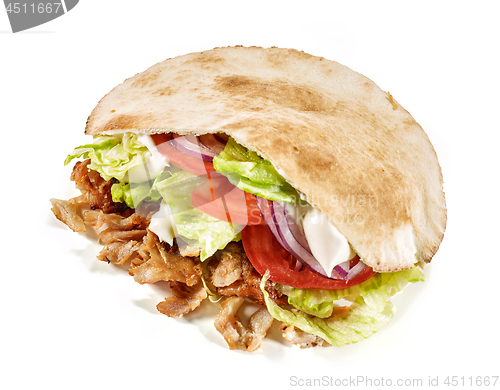 Image of doner kebab on white background