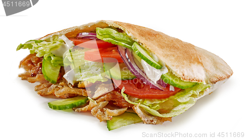 Image of doner kebab on white background