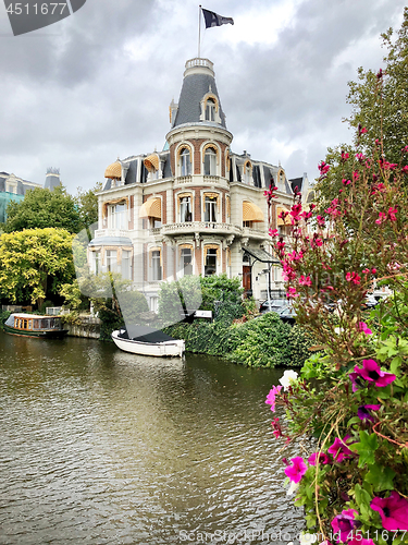 Image of Autumn view of Old Amsterdam canal