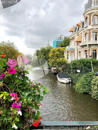 Image of Autumn view of Old Amsterdam canal