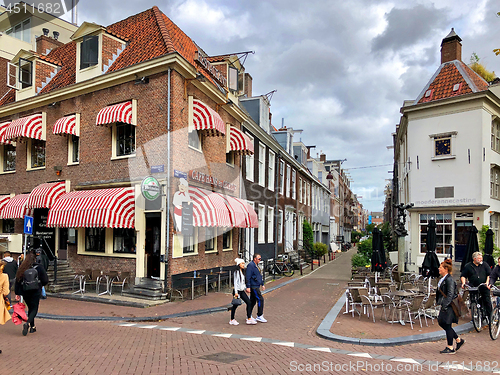 Image of Street view and restaurant facade in Amsterdam