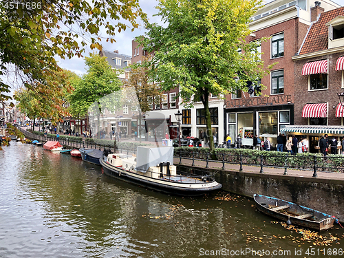 Image of Autumn view of Old Amsterdam canal