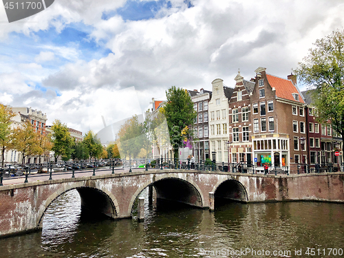 Image of Autumn view of Old Amsterdam canal