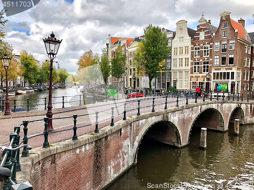 Image of Autumn view of Old Amsterdam canal