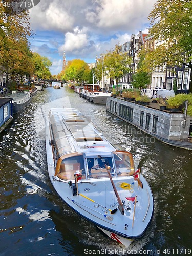 Image of Autumn view of Old Amsterdam canal