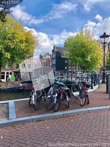 Image of Autumn view of Old Amsterdam canal