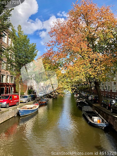 Image of Autumn view of Old Amsterdam canal