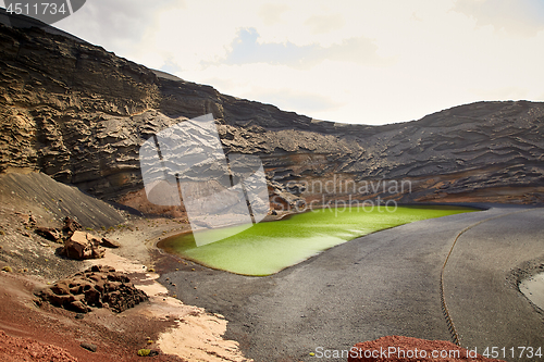 Image of Green volcanic lake Charco de los Clicos at Lanzarote