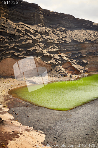 Image of Green volcanic lake Charco de los Clicos at Lanzarote