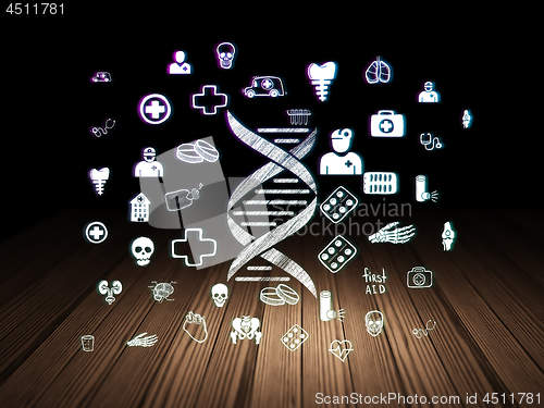 Image of Health concept: DNA in grunge dark room