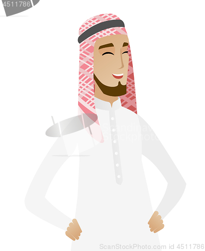 Image of Young muslim businessman laughing.