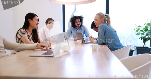 Image of Startup Business Team At A Meeting at modern office building