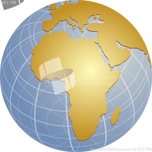 Image of Map of Africa on globe  illustration
