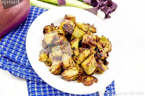 Image of Eggplant fried on board