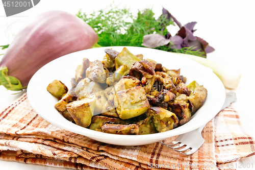 Image of Eggplant fried on white board