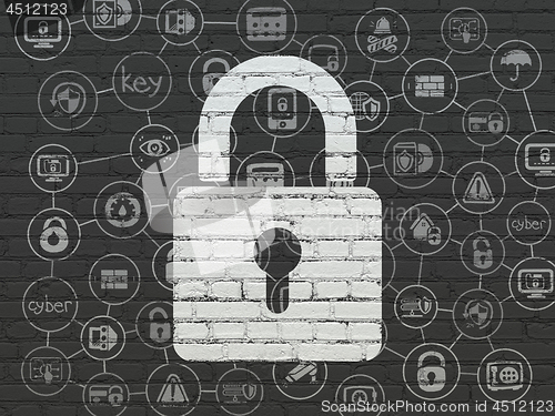 Image of Protection concept: Closed Padlock on wall background