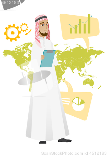 Image of Muslim businessman working in global business.