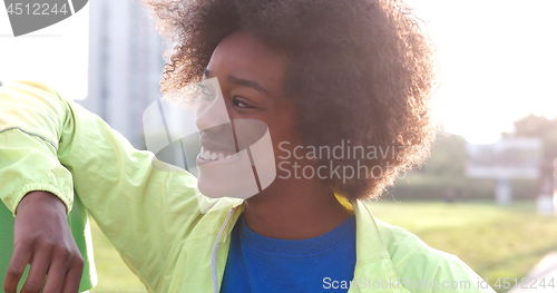 Image of Portrait of multiethnic group of young people on the jogging