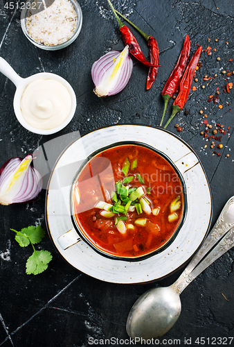 Image of Traditional Ukrainian Russian borscht 