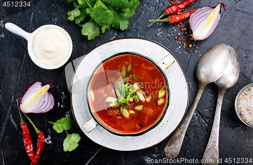 Image of Traditional Ukrainian Russian borscht 