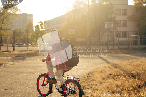 Image of Happy man ride the bicycle