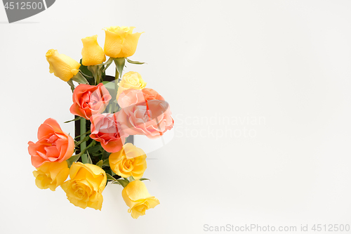 Image of Bouquet of roses on white background
