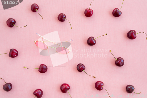 Image of Cherries and round pink sunglasses