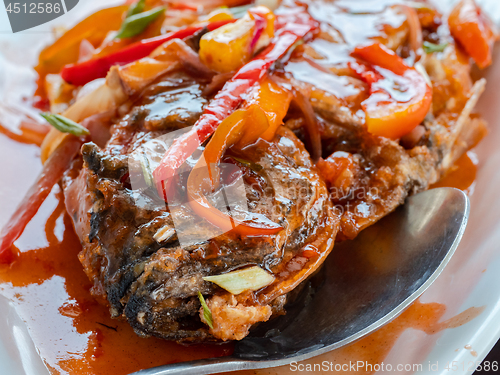 Image of Asian food, deep fried fish with sweet and sour