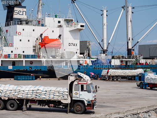 Image of Trucks with salt in Gensan City, the Philippins