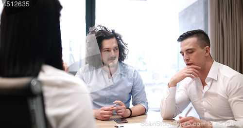 Image of Startup Business Team At A Meeting at modern office building