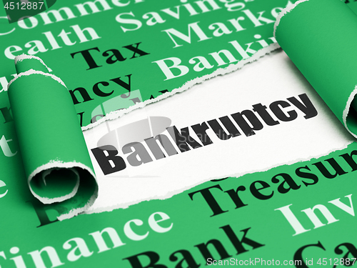 Image of Banking concept: black text Bankruptcy under the piece of  torn paper