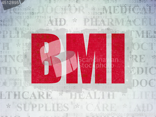 Image of Medicine concept: BMI on Digital Data Paper background