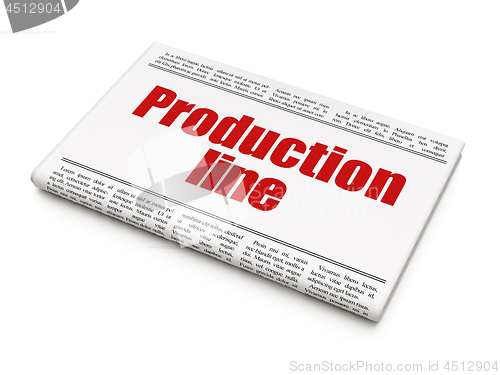 Image of Manufacuring concept: newspaper headline Production Line