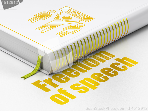 Image of Political concept: book Election Campaign, Freedom Of Speech on white background