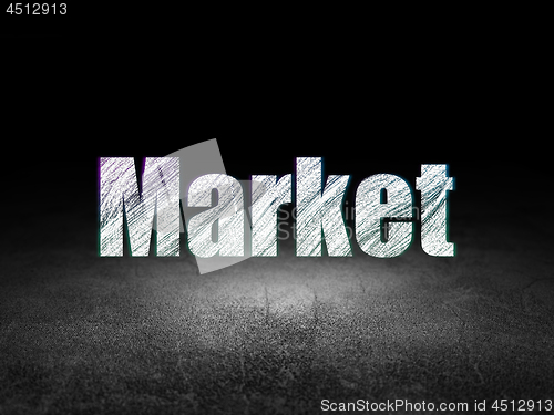 Image of Advertising concept: Market in grunge dark room