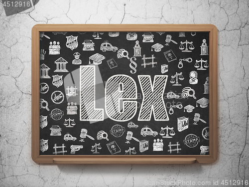 Image of Law concept: Lex on School board background