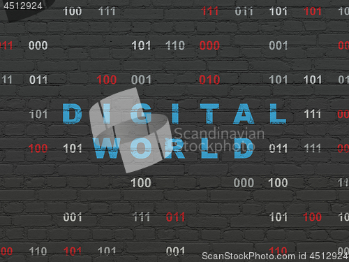 Image of Information concept: Digital World on wall background