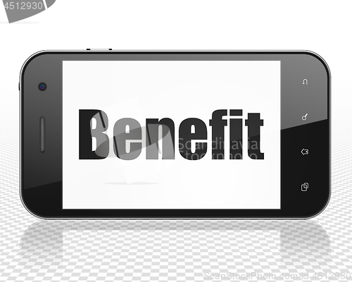 Image of Business concept: Smartphone with Benefit on display