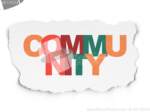 Image of Social media concept: Community on Torn Paper background