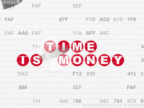 Image of Timeline concept: Time Is money on wall background