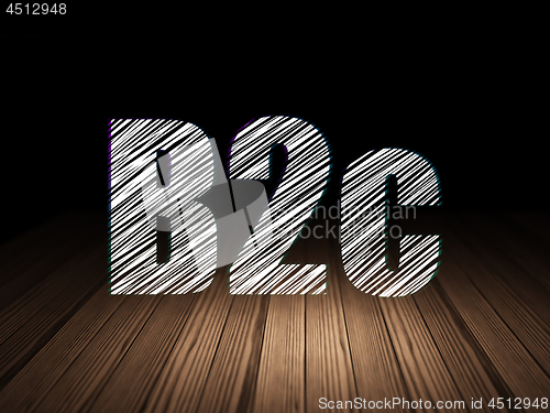 Image of Business concept: B2c in grunge dark room