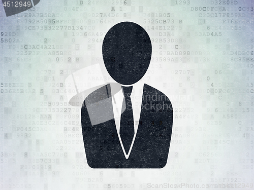 Image of Law concept: Business Man on Digital Data Paper background